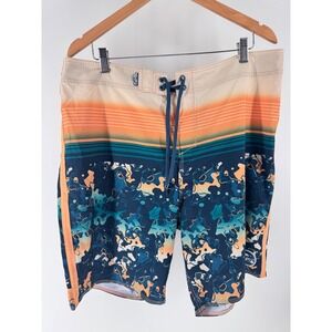 Salt Life Vapor Stretch Board Shorts Mens 38 Orange Blue SLX QD Camo Swim
